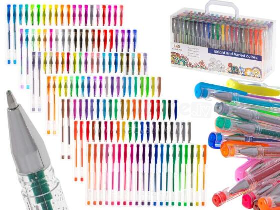 Ikonka Art.KX5554 Coloured glitter gel pens set of 140pcs.
