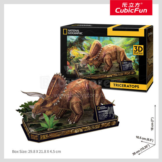 CUBIC FUN National Geographic 3D dėlionė „Triceratopsas“