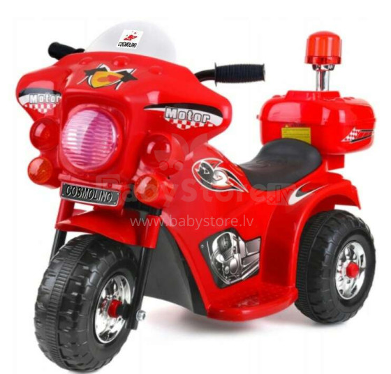 Bērnu motocikls ar sānu riteņiem, sarkans