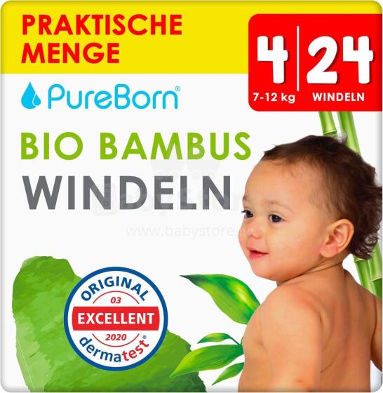 Pureborn Organic Bamboo Art.121313 Ekologiškos kelnaitės iš 4 bambuko pluošto, 7-12 kg