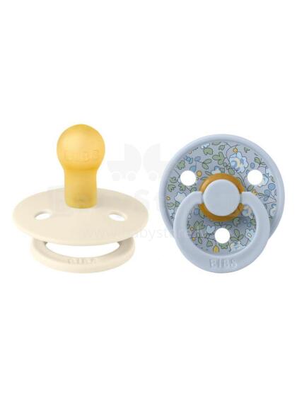 Bibs Liberty Colour Round – Eloise Dusty Blue Mix Art.150195 Pacifier, 100% natural  6-18  (2pcs)