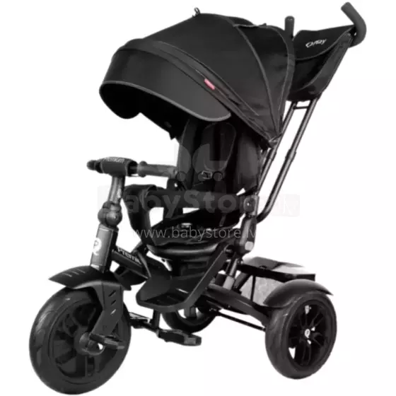 Bebe Basic Premium Air 6 in1  Art.150416 Black  Vaikiškas triratis su rankena ir stogeliu