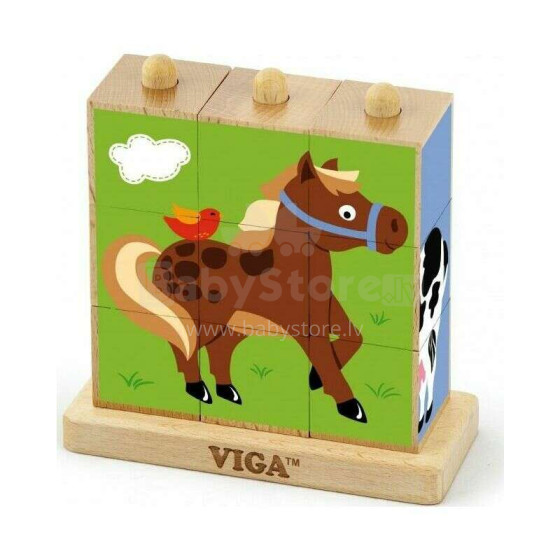 Viga Stacking Cube Art.50833 Деревянный пазл/кубики