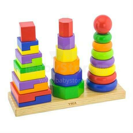 Viga  Geometric Stacker Art.50567 Развивающая деревянная игрушка 'Геометрические пирамиды'