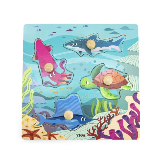 Viga Puzzle Sea Animals Art.44594 Koka puzle