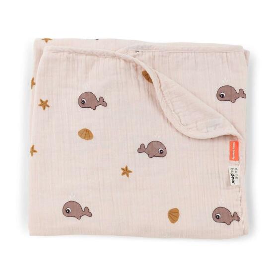 Done by Deer muslin blanket 100x100 cm, Sea friends Powder