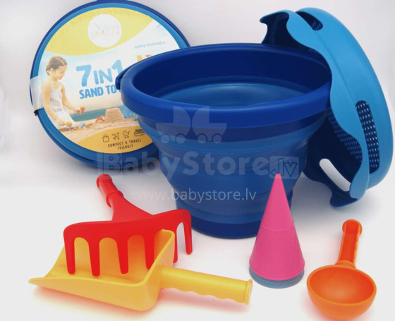 COMPACTOYS Kibirėlis su smėlio žaislais, mėlynas