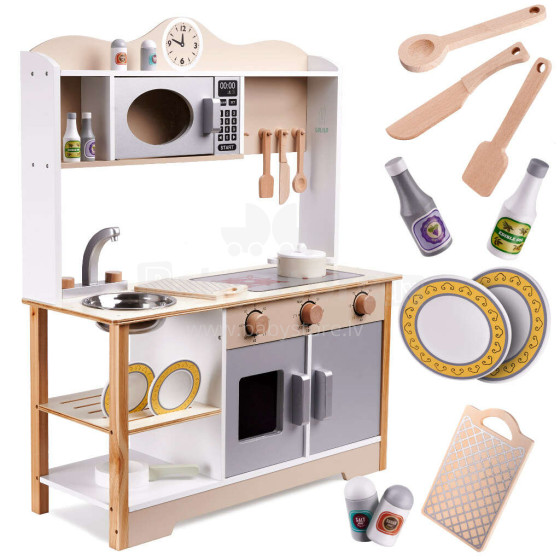 Ikonka Art.KX5548 LULILO Children's wooden kitchen MDF KUKETO + accessories