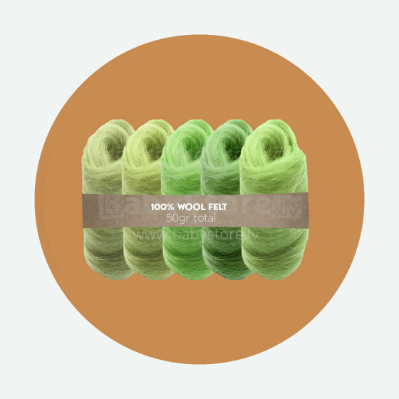 Wool Felt Art.VKMIX6-50 Шерсть разноцветная для Сухого и Мокрого валяния,5 шт.(50г)