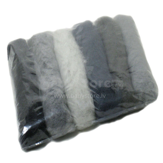 Wool Felt Art.VKMIX13-75  Шерсть разноцветная для Сухого и Мокрого валяния,6 шт.(75г)
