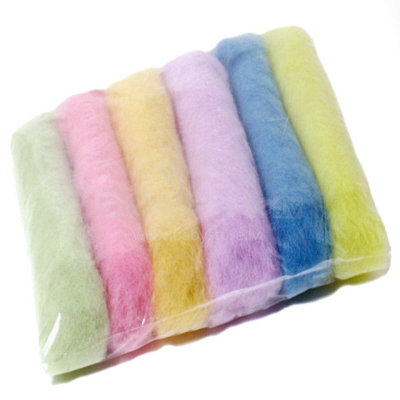 Wool Felt Art.VKMIX23-75 Шерсть разноцветная для Сухого и Мокрого валяния,6 шт.(75г)