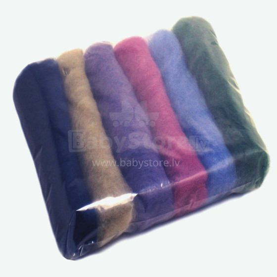 Wool Felt Art.VKMIX25-75 Шерсть разноцветная для Сухого и Мокрого валяния,6 шт.(75г)
