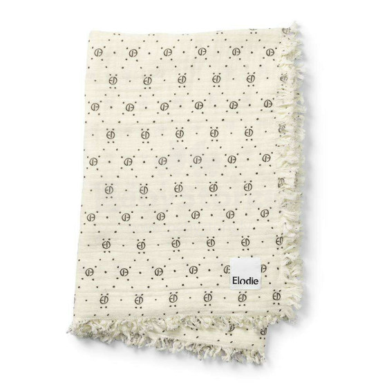 Elodie Details Soft Cotton Blanket 75x100 см Monogram One Size White/Black Одеяло
