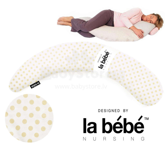 „La Bebe ™ Moon“ motinystės pagalvė Art.152343 Šviesiai smėlio spalvos Didelė pagalvė nėščioms moterims su atminties putomis (ypač minkšta ir tyli, prisitaikančia prie kūno) 195 cm