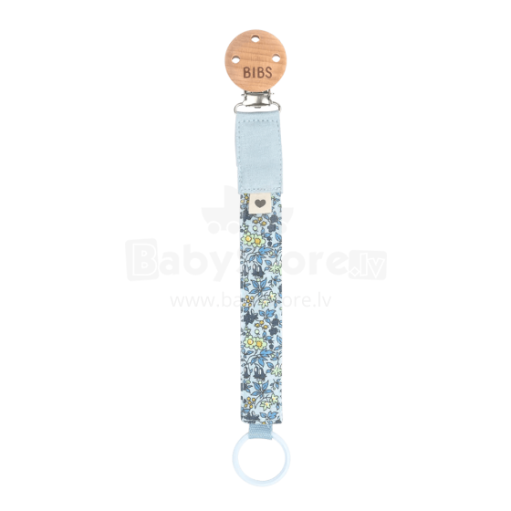 Bibs x Liberty Pacifier Clip Art.152355 Chamomile Lawn Baby Blue Māneklīša ķēde (Knupja turētājs) ar klipsi