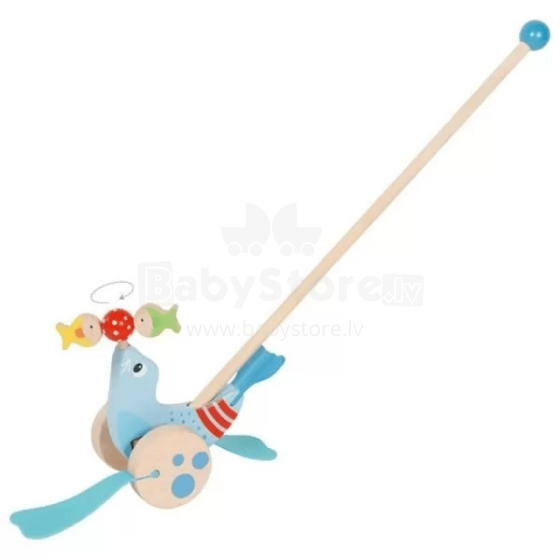 Goki Push-along animal Seal Art.54898 Medinis ritininis žaislas