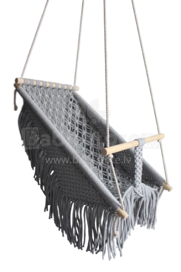 HandicraftBee Art.153324 Aukštos kokybės reguliuojamos megztos sūpynės kūdikiams pilkos spalvos (pagaminta Latvijoje)