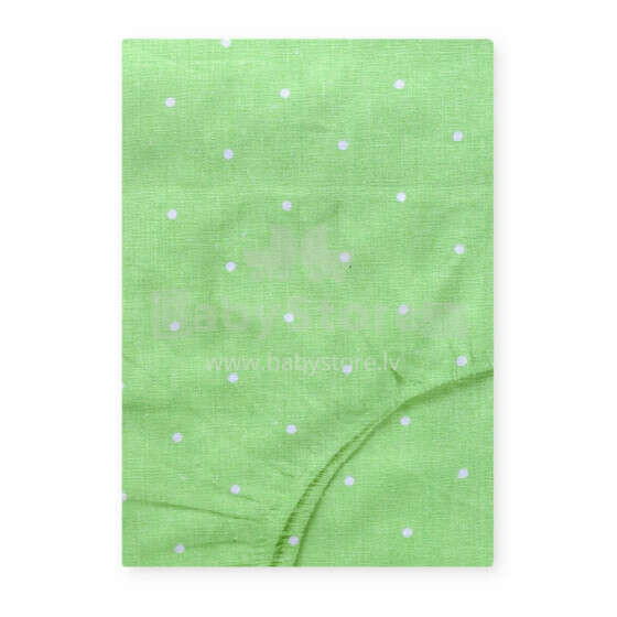 UR Kids Cotton  Art.153478 Green Dots  Простынка хлопковая с резинкой 120x60cм