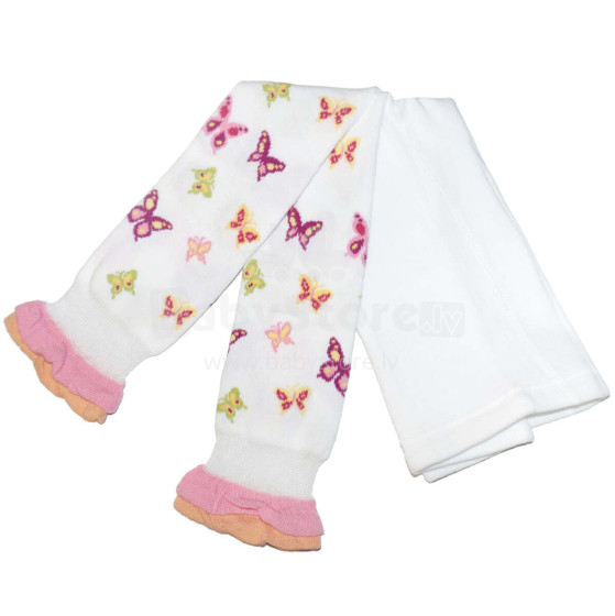 Weri Spezials Leggins for Children Capri Butterfly White ART.WERI-0289 High quality children's cotton leggings for girls with cute airy ruffle