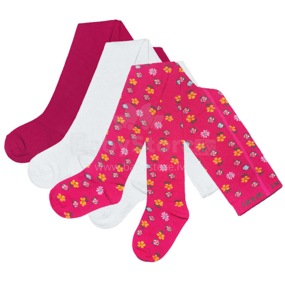 Weri Spezials Children's Tights Marguerite Pink ART.SW-2092 Set of three pairs of high quality cotton tights for girls