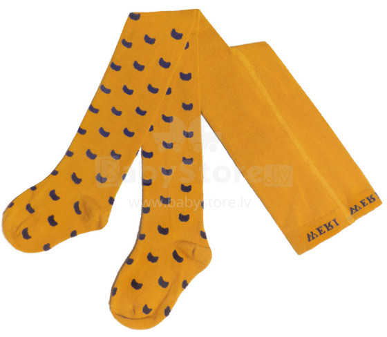 Weri Spezials Children's Tights Little Cats Mustard ART.WERI-5203 High quality children's cotton tights for gilrs