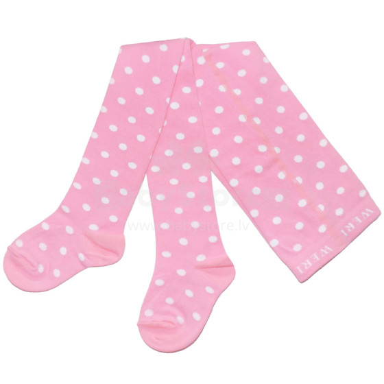 Weri Spezials Children's Tights White Dots Rose ART.SW-0131 High quality children's cotton tights for gilrs