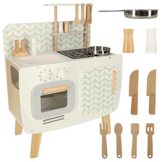 Ikonka Wooden Kitchen MDF Lulilo Retro Art.KX4635 Bērnu koka virtuve ar piederumiem