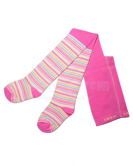 Weri Spezials Children's Tights Colorful Stripes Dark Pink ART.SW-0200 High quality children's cotton tights for girls
