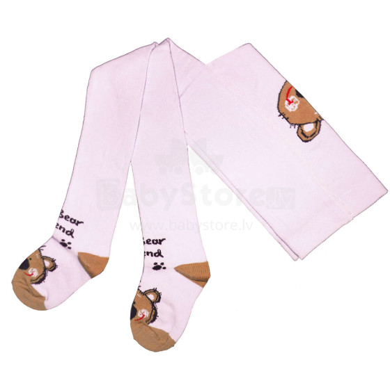 Weri Spezials Children's Tights My Bear Friend Light Pink ART.WERI-8034 High quality children's cotton tights for kids