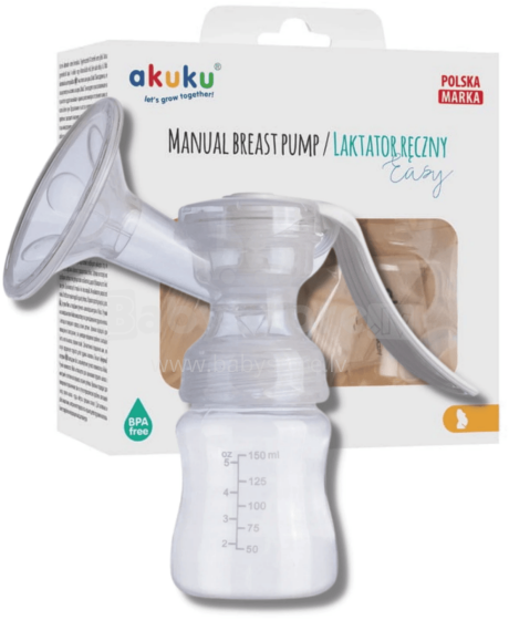 Akuku Easy A0306 White Ket Rankinis pieno siurblys / laktatorius su silikoniniu antgaliu ir priedais