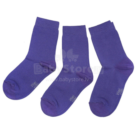 Weri Spezials Children's Socks Monochrome Violet ART.SW-0744 Pack of three high quality children's cotton socks