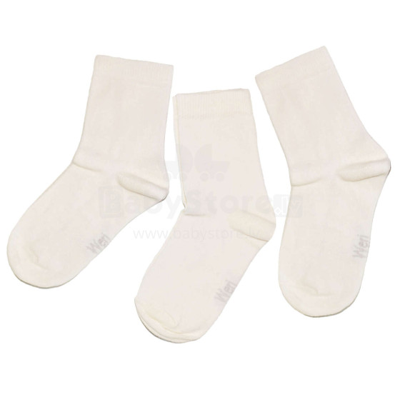 Weri Spezials Children's Socks Monochrome Cream ART.SW-1513 Pack of three high quality children's cotton socks
