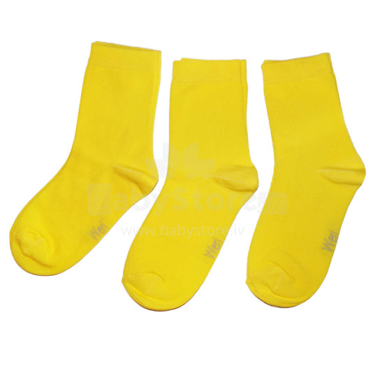 Weri Spezials Children's Socks Monochrome Yellow ART.SW-0774 Pack of three high quality children's cotton socks
