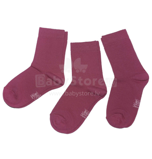 Weri Spezials Children's Socks Monochrome Dusty Pink ART.SW-0807 Pack of three high quality children's cotton socks