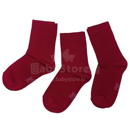 Weri Spezials Children's Socks Monochrome Wine Red ART.SW-0816 Pack of three high quality children's cotton socks