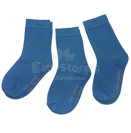 Weri Spezials Children's Socks Monochrome Baltic Blue ART.SW-0853 Pack of three high quality children's cotton socks