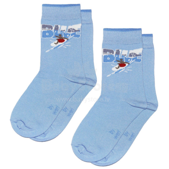 Weri Spezials Children's Socks Surfer Light Blue ART.WERI-1076 Pack of two high quality children's cotton socks