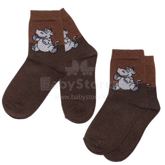 Weri Spezials Children's Socks Hippo Chocolate ART.WERI-1501 Pack of two high quality children's cotton socks