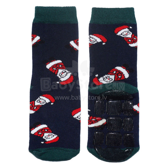 Weri Spezials Детские нескользящие носки Christmas Navy ART.WERI-4346 Высококачественных детских носков из хлопка с нескользящим покрытием