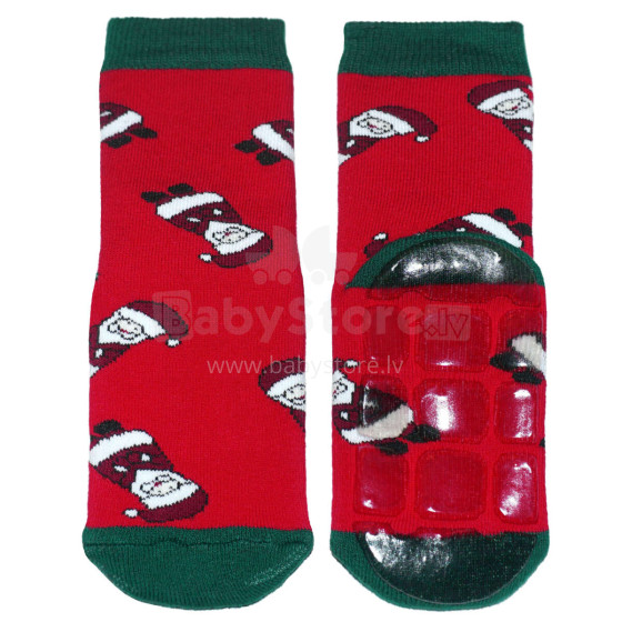 Weri Spezials Детские нескользящие носки Christmas Red ART.WERI-4354 Высококачественных детских носков из хлопка с нескользящим покрытием