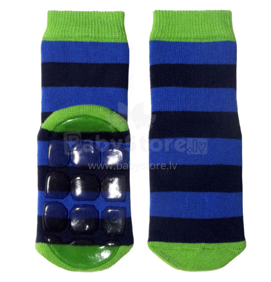 Weri Spezials Children's Non-Slip Socks Big Stripes Royal Blue ART.SW-1013 High quality children's socks made of cotton with non-slip coating
