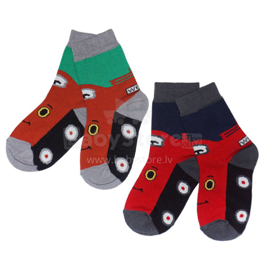 Weri Spezials Children's Socks Blitz Navy and Green ART.WERI-5657 Pack of two high quality children's cotton socks