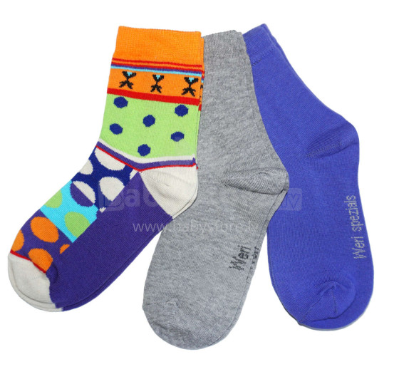 Weri Spezials Children's Socks Colorful Dots Lilac ART.WERI-2958 Pack of three high quality children's cotton socks