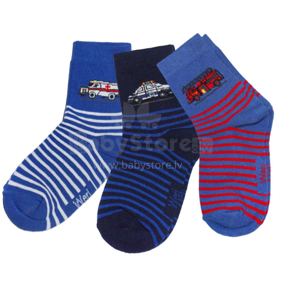 Weri Spezials Children's Socks Fast Response Team Blue ART.WERI-4117 Pack of three high quality children's cotton socks