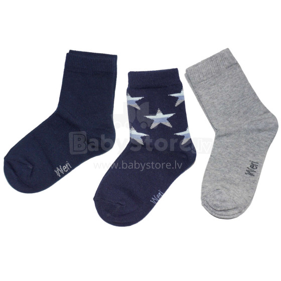 Weri Spezials Children's Socks Stars Navy ART.WERI-4128 Pack of three high quality children's cotton socks
