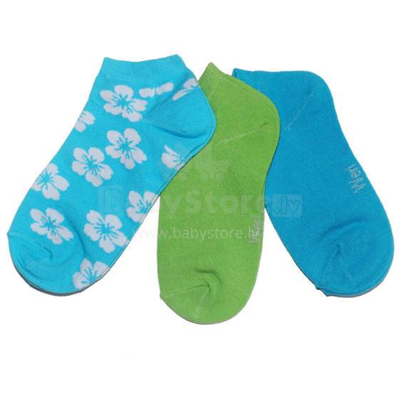 Weri Spezials Children's Sneaker Socks Hawaii Turquoise ART.WERI-0678 Pack of three high quality children's cotton sneaker socks