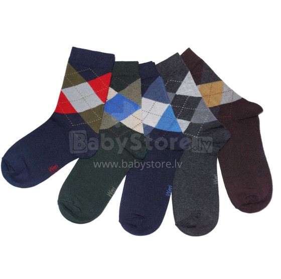 Weri Spezials Children's Socks Jacquard Brown ART.WERI-4272 Pack of five high quality children's cotton socks