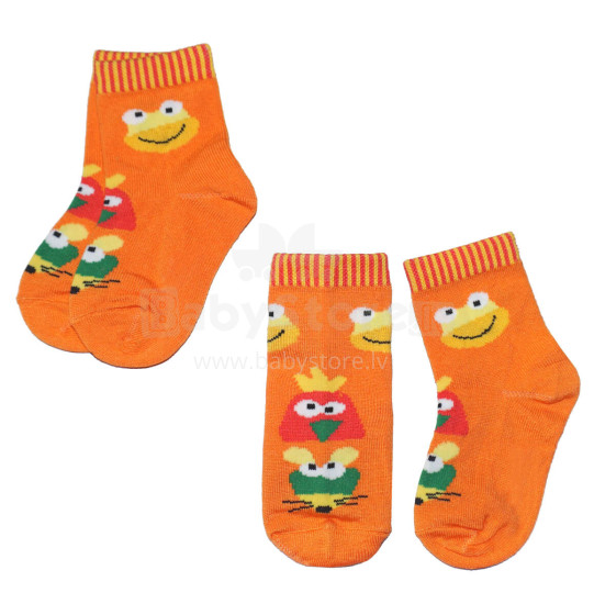 Weri Spezials Детские носки Frog and Friends Orange ART.WERI-0687 Комплект из двух пар высококачественных детских носков из мерсеризованного хлопка