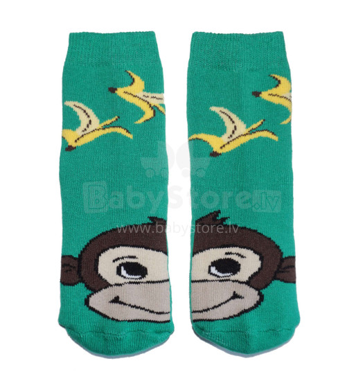 Weri Spezials Детские плюшевые носки Monkey Green ART.WERI-7110 Высококачественные детские плюшевые носков из хлопка