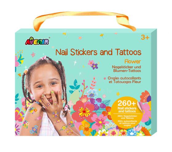 AVENIR 230+ nagų lipdukų ir tatuiruočių „Gėlės“
